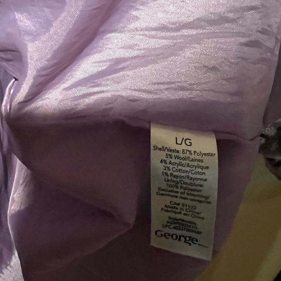 George Ladies L Purple/Grey/Black Plaid Tweed Coat - Picture 9 of 11